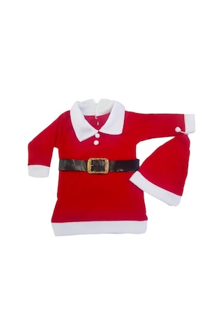 Pembecin Kız Çocuk Noel Baba Kostümü Yılbaşı Kostümü Kırmızı