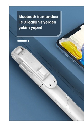 Valletta Bitonto Tripod Bluetooth Kumandalı Selfie Çubuğu Beyaz