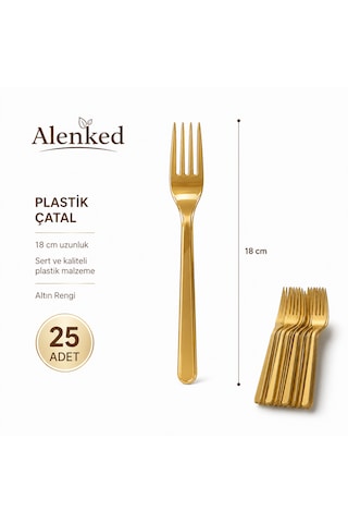 Plastik Çatal 18cm Gold - 25 Adet
