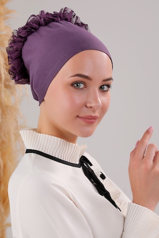 Melodi Scarf Kadın Tesettür 10'lu Fırfırlı Dikişli Bone Mor Mor