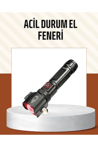Çekiçli Pusulalı Acil Durum Feneri Usb Şarjlı Çok Fonksiyonlu