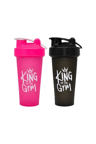 King Of The Gym Shaker 650 Ml Ölçekli Ve Sızdırmaz Kapaklı Protein Shaker 2'li Set Pembe+siyah Pembe-siyah