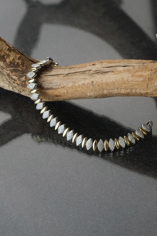 Çildan Womens Gold Özel Tasarım Zirkon Taşlı Simetrik Detaylı Kel Altın - Gümüş - Rose