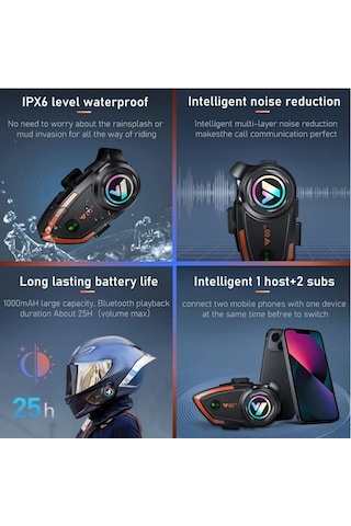 Smith Intercom 2 Kişilik Bağlantı Rgb Işıklı Bluetooth Kulaklık Seti