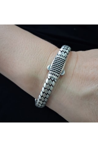 925 Ayar Gümüş Yeni Model Özel Kutu Kilitli Erkek Bileklik Gümüş