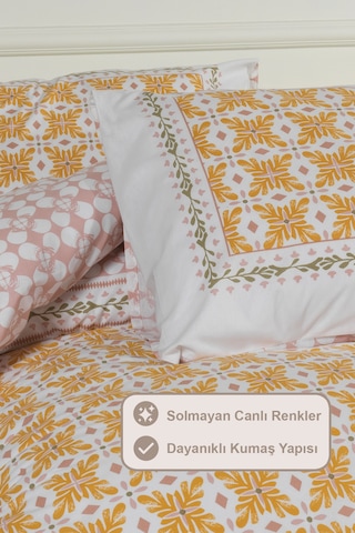 Elart Amanda Nevresim Takımı King Size %100 Pamuk Ranforce Lastikli Çarşaf 240x220 Cm Sarı Sarı