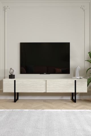 Serenity Metal Ayaklı Tv Ünitesi 180 Cm - Traverten Desen Traverten