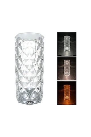 Akrilik Elmas Masa Lambası Usb Şarj Edilebilir Kristal Başucu Gece Lambası Dekoratif Yatak Odası Gece Lambası Şeffaf