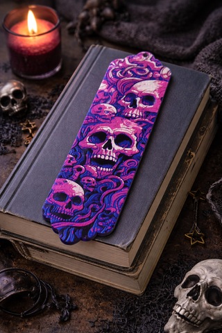 Neon Skull Art Desenli Kitap Ayracı