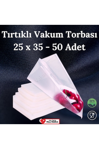 Tırtıklı Vakum Makinesi Poşeti Torbası- 25X35 Cm - 50 Adet