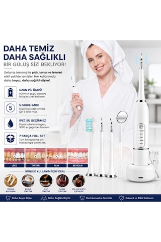 Polham 7 Parça Elektrikli Diş Fırçası Ve Ağız Bakım Seti 5 Modlu, 800mah Şarjlı, Ipx7 Su Geçirmez
