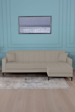 Kilim Mobilya Vela Köşe Uzanmalı Yataklı Köşe Takımı Bej