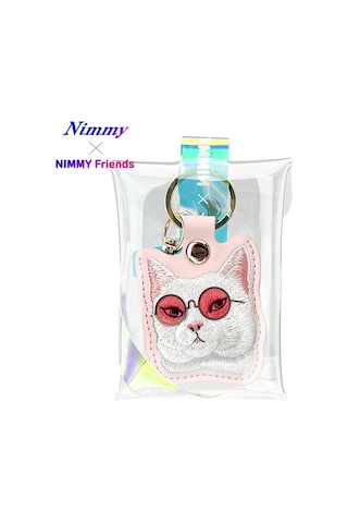 Airtag Uyumlu Kılıf 3d Gözlük Detaylı Ve Kedi Nakış İşlemeli Premium Takip Aksesuarı & Anahtarlık Beyaz