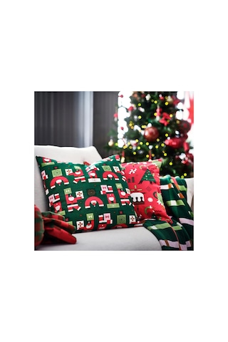 Ikea Vınterfınt Yılbaşı Temalı Kırlent Kılıfı 50x50 Cm Yeşil