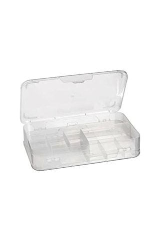 Şeffaf Plastik Bölmeli Çift Taraflı Hobi Dikiş Iğne Kutusu Düzenleyici Arduino Balıkçı Malzeme Saklama Organizer 1 Açık Bej