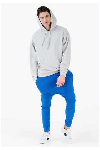 Jahr Marc Önü Cepli Kapüşonlu Gri Büyük Beden Erkek Sweatshirt