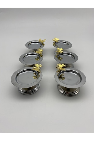 6'lı Gümüş Kelebekli Makaronluk, Kahve Yanı Sunumluk Şekerlik