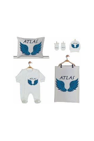 Pia Baby Gl 2204 İsme Özel Beşli Tulum Set Mavi