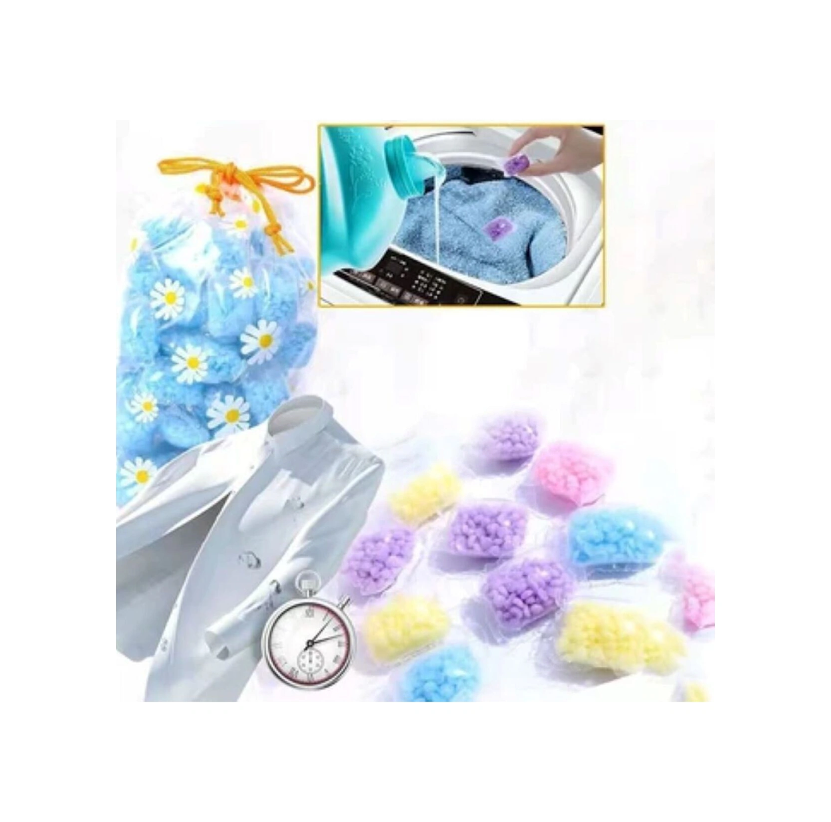 Mucit Home 50 Adet Mini Çamaşır Kokusu Granül Çamaşı Parfümü Boncuk Yumuşatıcı Çeşitli Renkler Diğer