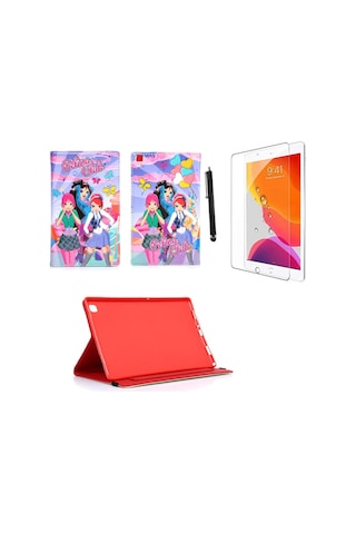 Ipad 9.7" Air A1474 A1475 A1476 Kılıf Kabartma Resimli Kılıf + Ekran Koruyucu + Kalem Uyumlu Kapaklı Kılıf