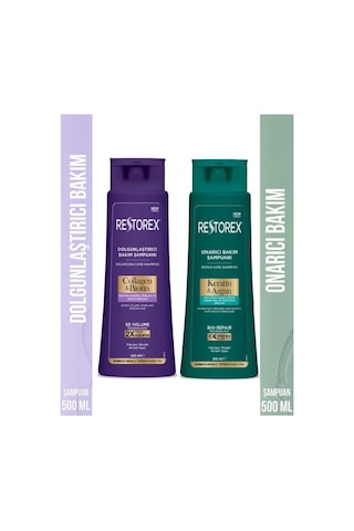 Keratin&argan&collagen&biotin Dolgunlaştırıcı Ve Onarıcı Şampuan Seti 500 Ml X 2 Adet Tüm Saç Tipleri