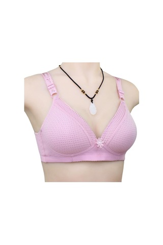 Pembe Kadınlar İçin Nefes Alabilir Dantel İç Giyim Basit Ve Rahat Orta Yaşlı Ve Yaşlı Sutyen Büyük Boy Çelik Halka Olmadan Kadınlar İçin İç Giyim Pembe