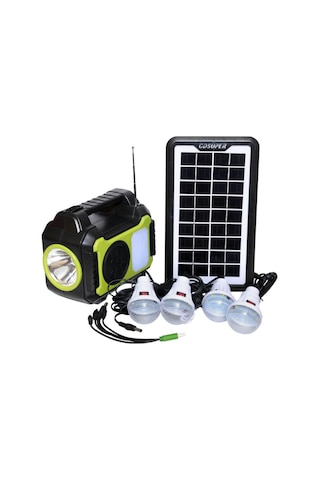 Junglee 1275 Güneş Enerji Panelli Aydınlatma Sistemi Powerbank Kamp Doğa Balık Karavan Fener Bluetooth Hoparlör İle Uyumlu
