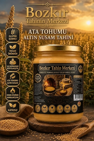 Bozkır Tahin Merkezi Yerli Ata Tohumu Altın Susam Taş Değirmen Tahini Kavrulmuş 600 G