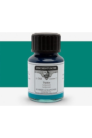 Rohrer&klingner Kaligrafi Mürekkebi Zeichentusche 29-airbrush-fırça-divit-50ml-743-turquoise Çok Renkli