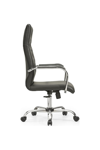 Kapiton2 Bilgisayar Koltuğu Ofis Müdür Büro Çalışma Sandalyesi Siyah Renk Krom Ayaklı Siyah