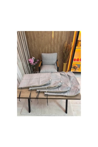 4 Adet Bahçe , Balkon Mobilyası ,minder Kılıfı , Koruyucu Kılıf , Minder Örtüsü , Bahçe Mobilyası Açık Gri