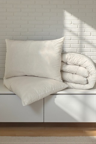 Alla Turca Pamuk Dolgulu Tek Kişilik Yorgan Ve Yastık Seti Beyaz