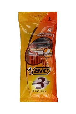 Bıc 3 Sensitive Erkek Tıraş Bıçağı 4&apos Lü Poşet 1 X 4 Adet , 3 Bıçaklı, Aloe İle Zenginleştirilmiş Kayganlaştırıcı Jel Şerit