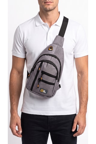 Esvelans Unisex Çok Bölmeli Çapraz Ayarlanabilir Askılı Göğüs Omuz Çantası Gri