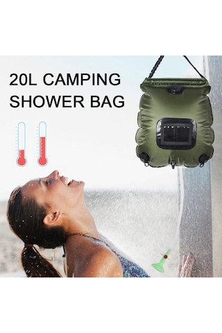 Pazly Su Torbası 20l Katlanabilir Kamp Duş Çantası, Taşınabilir Güneş Enerjili Sıcak Su Kabı Açık Hava İçin Yeşil