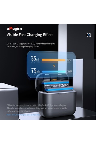 Mufunye Amagisn Ax05 Insta360 X3 İçin Hızlı Şarj Kutusu - 2 Pil + 3 Hafıza Kartı Saklama, Usb-c Arayüzlü, Abs Malzeme, 75 Dakikada Tam Şarj