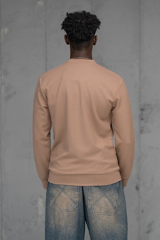 Fbı Slimfit Modal Kumaş Baharlık Sıfır Yaka Likralı Sweatshirt Açık Kahverengi