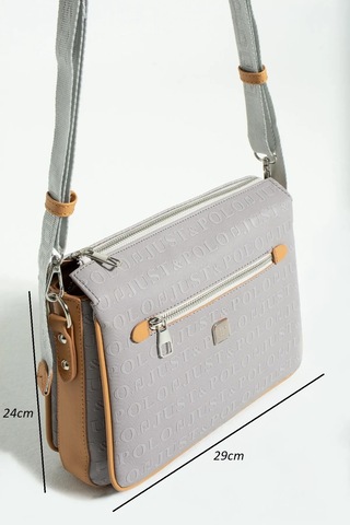 Just Polo Günlük Kombinlere Uygun Kadın Orijinal Baskılı Omuz Çantası Shopper Gri