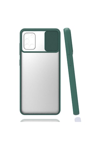 Noktaks - Samsung Galaxy Uyumlu Galaxy A31 - Kılıf Slayt Sürgülü Arkası Buzlu Lensi Kapak - Pembe Açık
