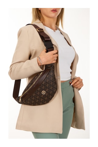 Newish Polo Kadın Desenli Çapraz Omuz Askılı Bel Omuz Çanta Kkhve