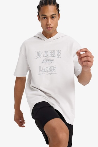Defacto Defactofit Nba Los Angeles Lakers Boxy Fit Kapüşonlu Sırt Baskılı Kısa Kollu Tişört E8766ax25augr519 Gri