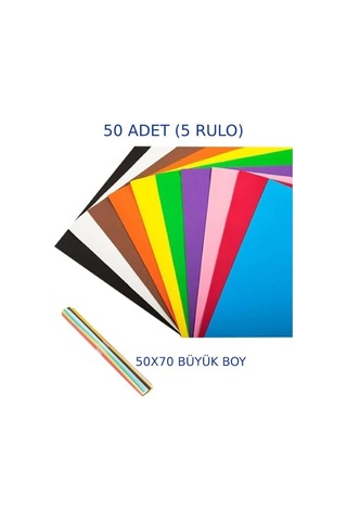 Nistabolje 50 Adet 50x70 Cm Fon Kartonu 10 Renk 5 Rulo Fon Kartonu Genel