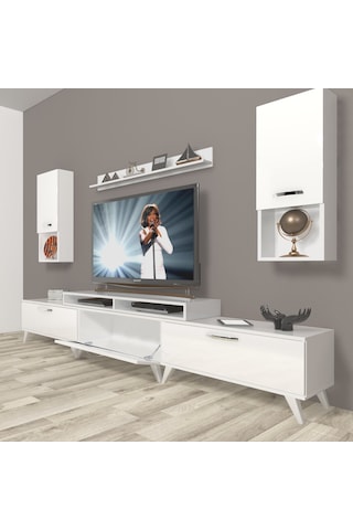 Decoraktiv Ekoflex 270da Slm Retro Tv Ünitesi Tv Sehpası Beyaz