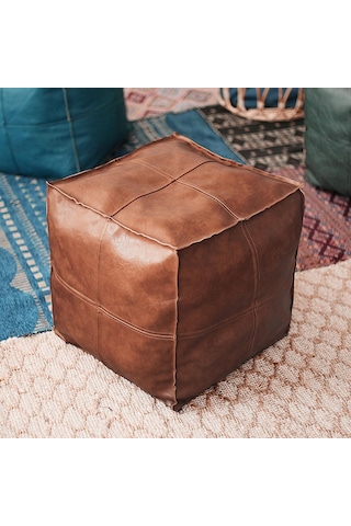 Suntek Magideal Boho Fas Puf Örtüsü Tabure Depolama Kare-kahverengi