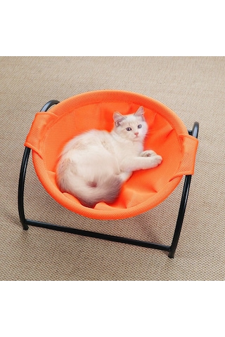 Kedi Hamak Yatağı, Küçük Büyük Kediler İçin Serbest Duran Yükseltme Turuncu