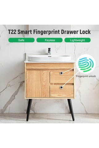Springsun Akıllı Parmak İzi Kilidi - T22 Çekmeceli Kasa Kilit Sistemi Şarj Edilebilir