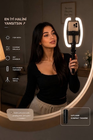 Monopod Tripod Led Işık Selfie Kumandalı Tripod 138cm Canlı Yayın Telefon Tutcusuraylax Led Işıklı Selfie Çubuğu Tripod 138 Cm Bluetooth Kumandalı Telefon Tutucu