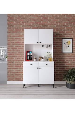 Demre 4 Kapaklı 2 Çekmeceli Kahve Köşeşi Beyaz Tamamı Mdf 100 Cm Beyaz