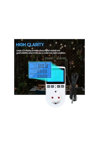 Vkemall Priz Dijital Termostat Kontrol Cihazı Lcd Termostat Çıkış Fişi Isıtma Soğutma Kontrol