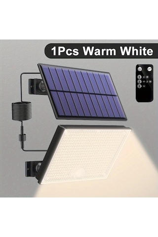 Xuweiwei Dış Mekan Solar Aydınlatma Sıcak Işık 400 Led Hareket Sensörlü Bahçe Duvar Lambası 120 Derece Aydınlatma 503 Metre Kablolu Sıcak Işık